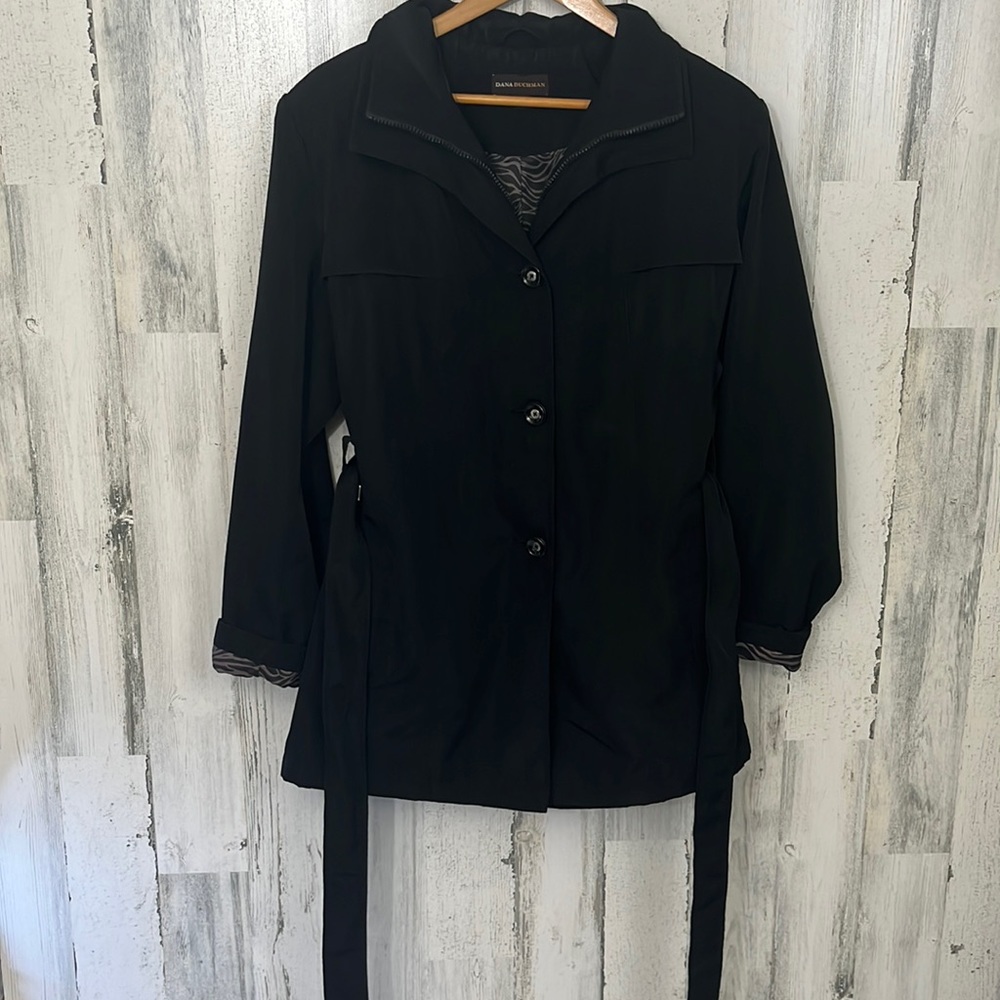 womens black DANA BUCHMAN coat size XL #Y22